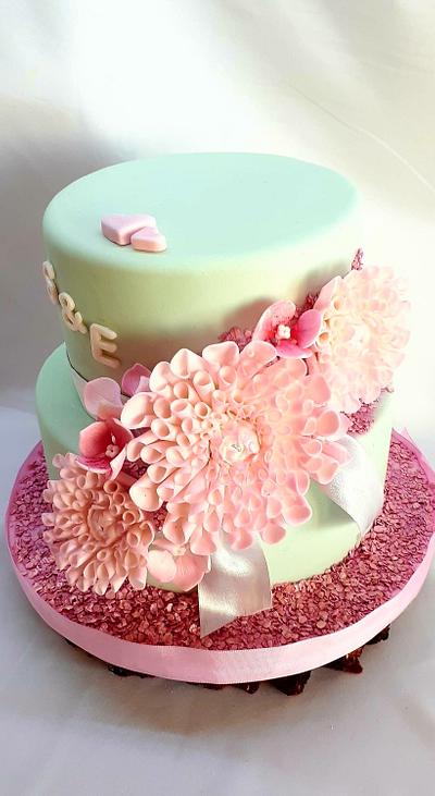 Wedding in mint pink with Dahlia - Cake by Kaliss