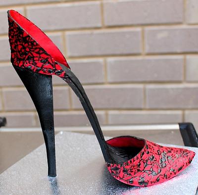 Red and Black Lace Stilletto - Cake by Sassy Cakes and Cupcakes (Anna)