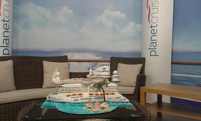 Regal Princess cruise ship cake - made for Planet cruise 400th show - Cake by Karen's Kakery