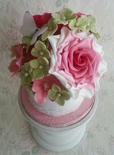 Roses and Butterfly   - Cake by onceuponatimecakes