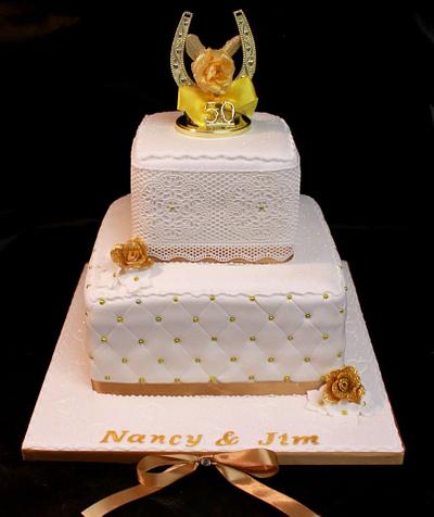 Golden Wedding Anniversary Cake - Cake by Cakes by Lorna