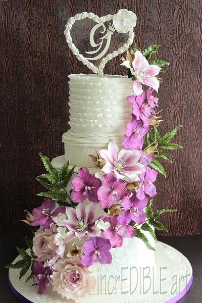 Sweet Crescendo- Purple cascade Wedding cake - Cake by Rumana Jaseel
