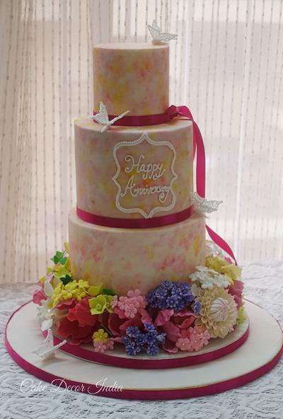 Watercolor Anniversary cake - Cake by Prachi Dhabaldeb