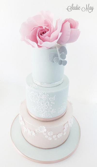 mint and gold with pink wedding cake  - Cake by Sharon, Sadie May Cakes 
