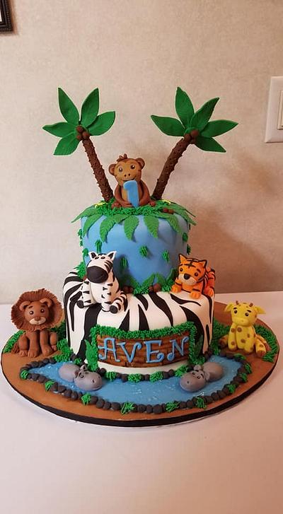 Jungle Themed Birthday Cake - Cake by Creative Designs By Cass