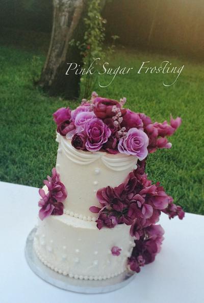 Floral Wedding Cake  - Cake by pink sugar frosting