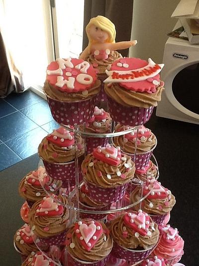 Hot and pale pink 18th birthday cupcake tower - Cake by K Cakes
