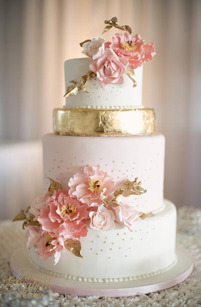 Blush and Gold Wedding Cake - Cake by Anna Elizabeth Cakes