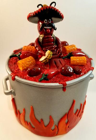 Mexican themed crawfish boil pot cake topper & plaque - Cake by Eicie Does It Custom Cakes