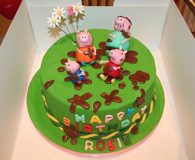 Peppa Pig and family splashing in muddle puddles - Cake by My Fair Cakes