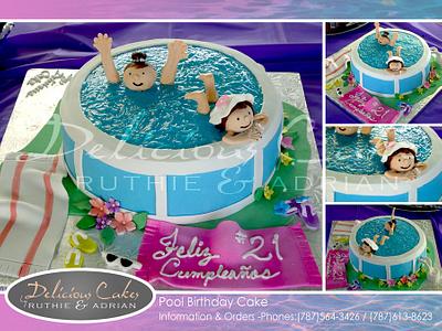 Pool Birthday - Cake by Adrian Mercado