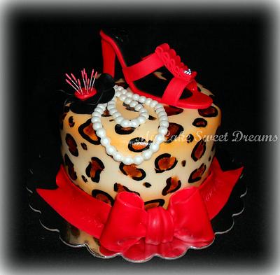 Leopard  Cake (with red shoe) - Cake by My Cake Sweet Dreams