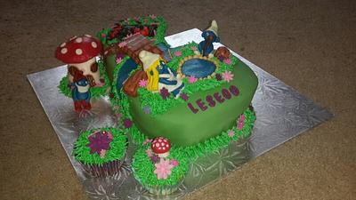 Lesego's Smurf Village - Cake by Chantal 