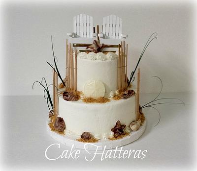 Beach Wedding Cake with Adirondack Chairs - Cake by Donna Tokazowski- Cake Hatteras, Martinsburg WV