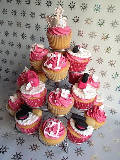 Girly cupcakes for a 21st birthday - Cake by SweetDelightsbyIffat
