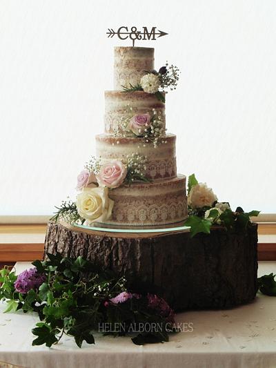 Semi-naked wedding cake - Cake by Helen Alborn  
