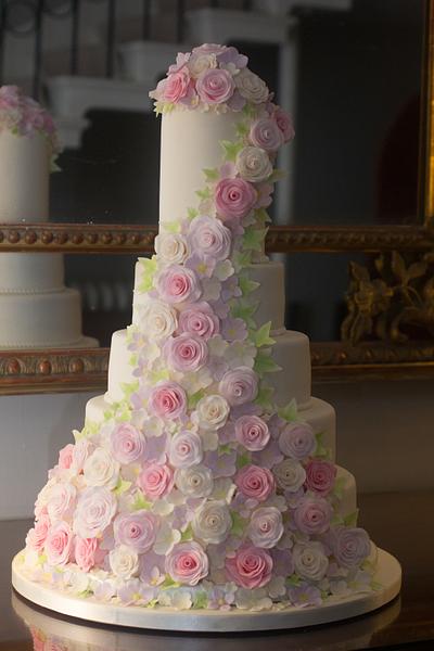 Cascading rose wedding cake - Cake by Julie's Cake in a Box