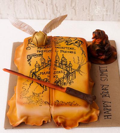 Handpainted Marauder's map - Cake by Zoeys Bakehouse