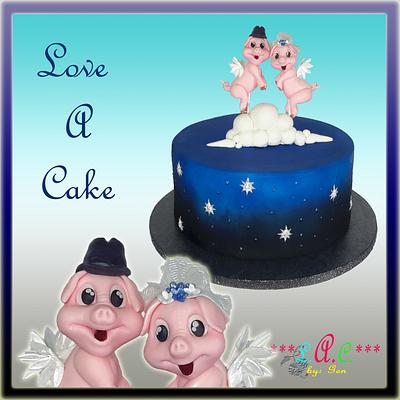 Flying Pigs-themed Wedding Cake - Cake by genzLoveACake