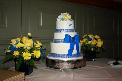 Blue Bling and Yellow roses wedding - Cake by Rosie93095