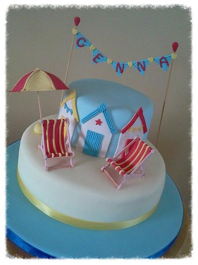 Beach huts and deck chairs - Cake by Catherine