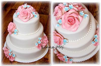 Wedding cake pink and mint - Cake by Lenka