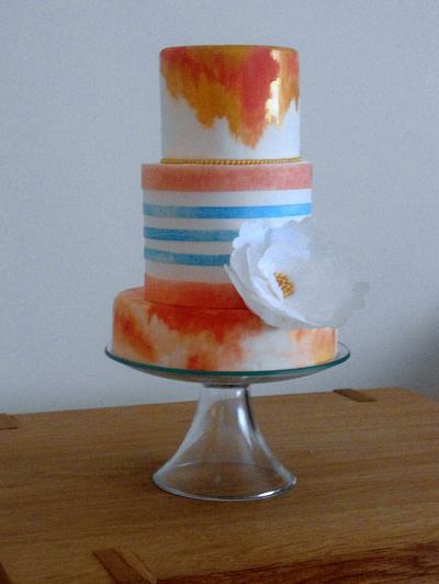 Peach watercolour - Cake by butterflybakehouse