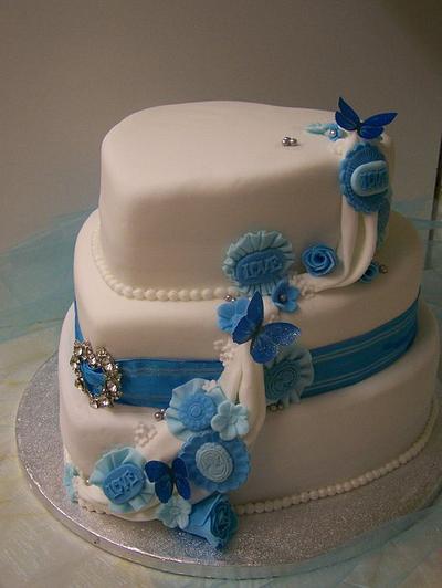 ruffles and flower wedding cake - Cake by cupcakes of salisbury