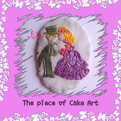 Embossed hand painted bride and groom sugar cookies - Cake by Roshyaly