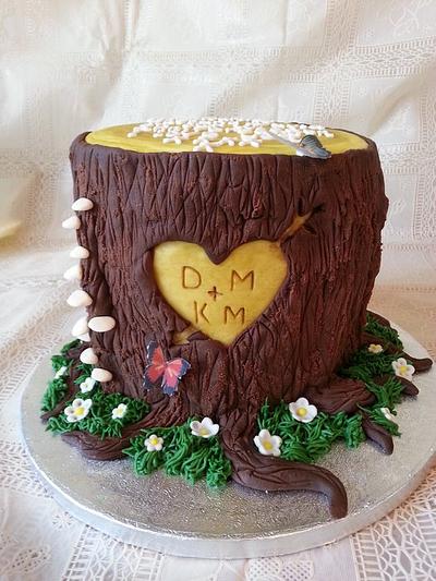 Wooden Anniversary Carved Heart - Cake by Mirandas Cake Creations