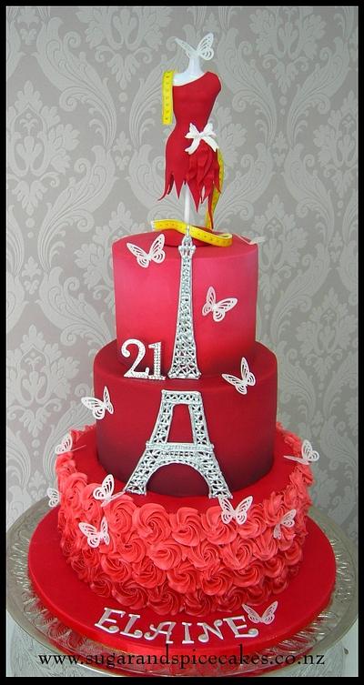 Paris Scarlet Ombre Cake  - Cake by Mel_SugarandSpiceCakes