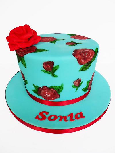 Hand painted roses cake - Cake by Vanilla Iced 