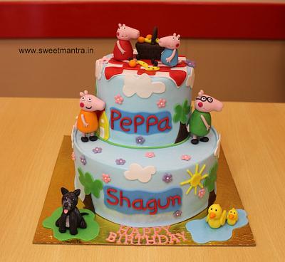 Peppa Pig family party cake - Cake by Sweet Mantra Homemade Customized Cakes Pune