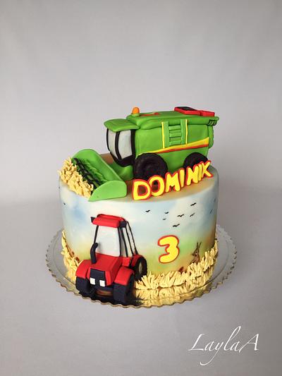 combine harvester and tractor birthday cake - Cake by Layla A