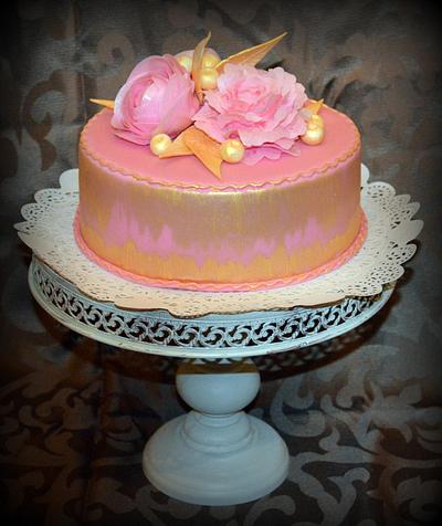 Pink, Gold and Wafer Paper - Cake by Severine