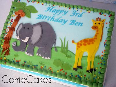 Giraffe and Elephant birthday - Cake by Corrie