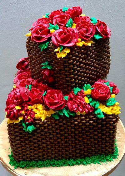 2 tiered handpiped cake... - Cake by Prachi Dhabaldeb