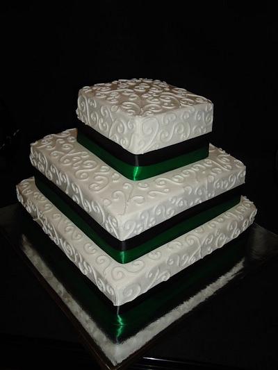Black and Green Wedding - Cake by Kim Leatherwood