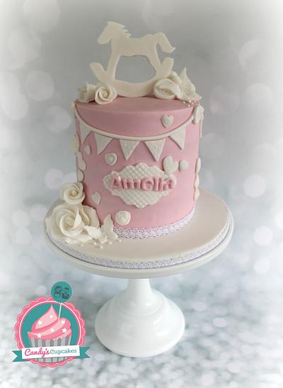 Vintage Christening Cake with Rocking Horse - Cake by Candy's Cupcakes