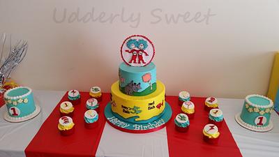 Dr Seuss 1st Birthday For Twins - Cake by Michelle