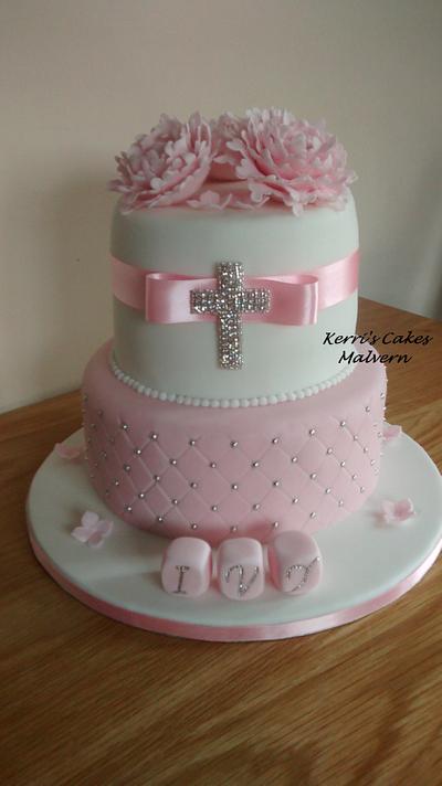 Ivy's Christening cake x - Cake by Kerri's Cakes