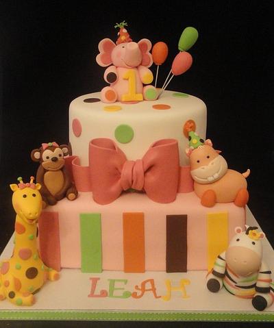 Sweet Safari 1st Birthday Cake  - Cake by Katie Cortes