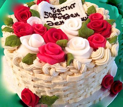 Basket with roses - Cake by Nonahomemadecakes