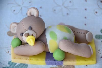 Baby Teddy Bear Fondant Topper - Cake by BiboDecosArtToppers 