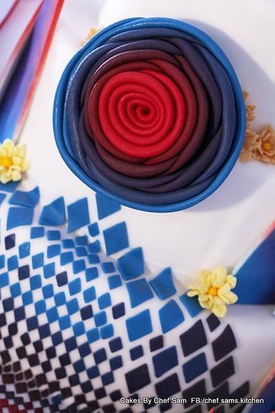 Red and Blue Ombre Cake - Cake by chefsam