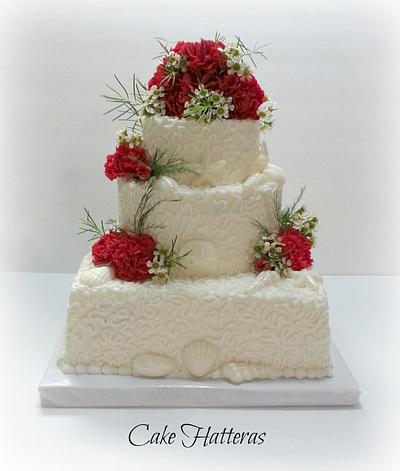 Carnations and Seashells - Cake by Donna Tokazowski- Cake Hatteras, Martinsburg WV