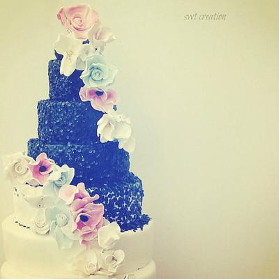 Black sequin wedding cake. - Cake by Swt Creation