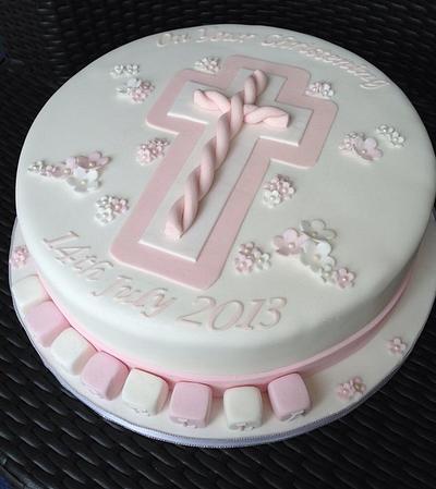 Pink Christening - Cake by The Daisy Cake Company