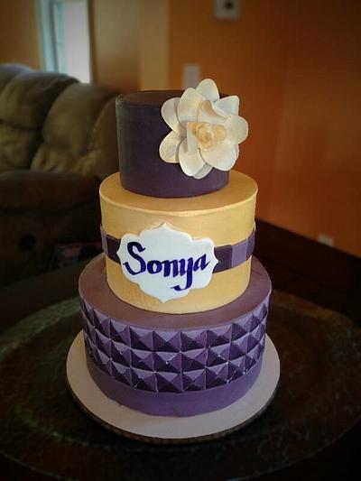 Gold and Purple Birthday Cake - Cake by cakequest