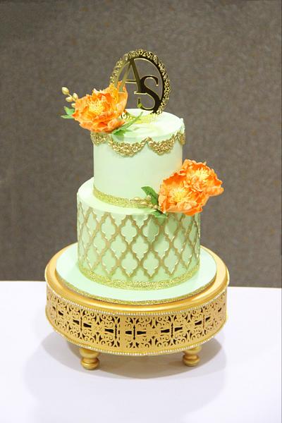 Mint and peach love!  - Cake by Signature Cake By Shweta